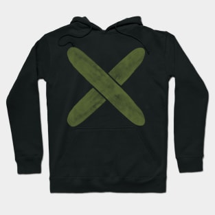 Watercolour textured Green Cross Hoodie